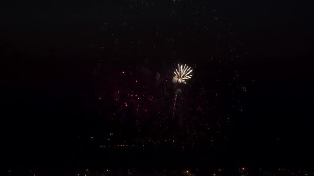 the fireworks in the night sky