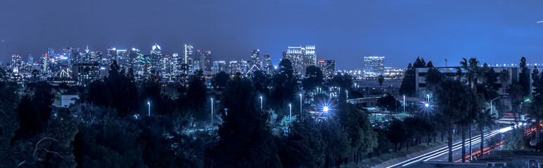 san diego california night time header city view - obrazy, fototapety, plakaty