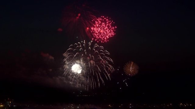 the fireworks in the night sky