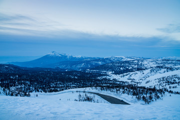 Naklejka premium Snowy scenery of Hachimantai in Tohoku region