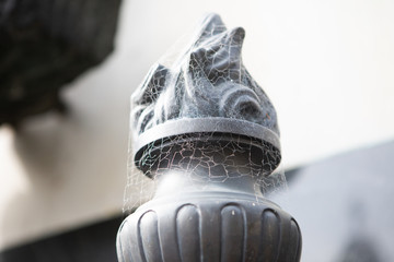 spider web covering monument