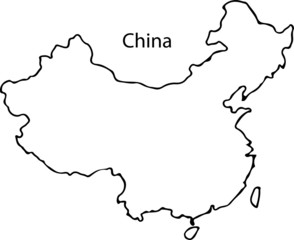 China - High detailed outline map