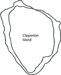 Clipperton island - High detailed outline map