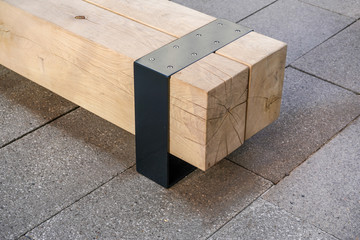 Modern bench made of large block of wood