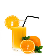 Fresh orange juice isolated on white