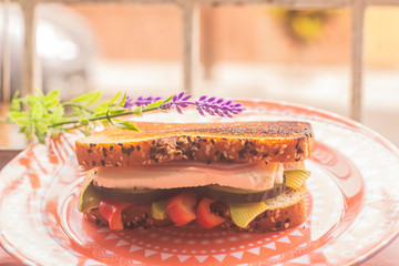 sandwich with ham and cheese