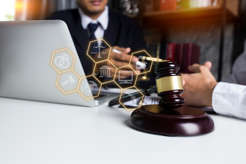 Law and justice meeting concept.