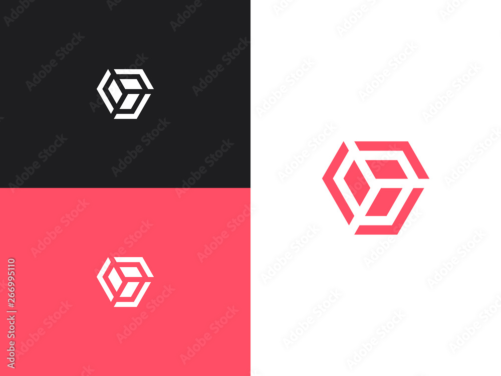 Wall mural abstract up object in hexagonal logo template
