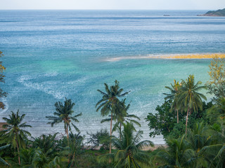 Sandy spit on Chaloklam beach on Koh Phangan island. Thailand