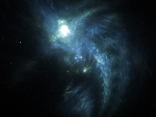 Fototapeta premium Vast interstellar deep space, starfield, stars and space dust scattered throughout the universe. Cosmic artwork. Distant swirling galaxies, glowing nebula cloud, astral artwork.