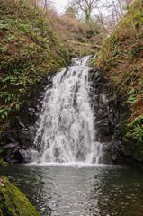 Waterfall at Glenariff, County Antrim, Northern Ireland, in the winter.