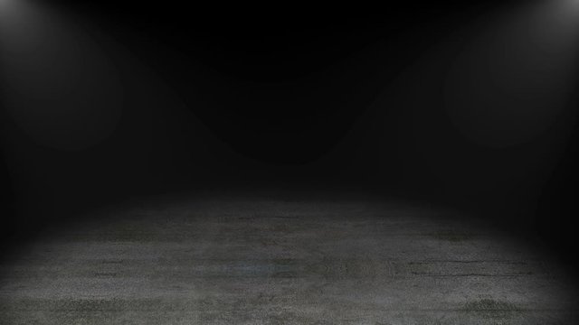 Concrete floor with spot lights, 3d rendering computer generated backdrop, grunge style of room