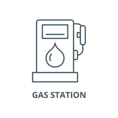 Gas station vector line icon, outline concept, linear sign