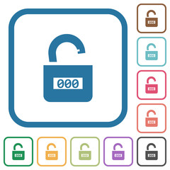 Unlocked combination lock with center numbers simple icons