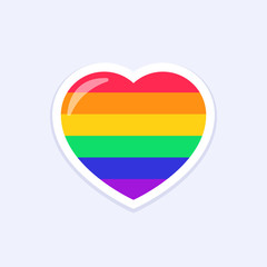 Heart. LGBTQ+ related symbol in rainbow colors. Gay Pride. Raibow Community Pride Month. Love, Freedom, Support, Peace Symbol. Flat Vector Design Isolated on White Background