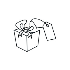 tag commercial with gift box isolated icon