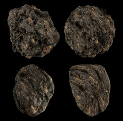 3D Render of Isolated Asteroids on Black Background © grasycho