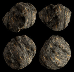 3D Render of Isolated Asteroids on Black Background © grasycho