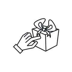 hand with gift box present