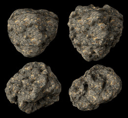 3D Render of Isolated Asteroids on Black Background © grasycho