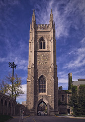 Fototapeta na wymiar Toronto, Canada - 20 10 2018: Autumn view on the memorial Soldiers Tower which is a bell and clock tower at the University of Toronto that commemorates members of university who served in World Wars