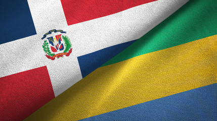 Dominican Republic and Gabon two flags textile cloth, fabric texture