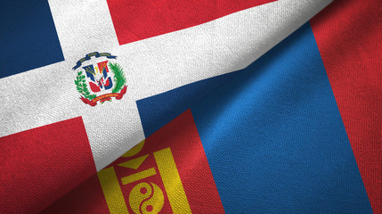 Dominican Republic and Mongolia two flags textile cloth, fabric texture