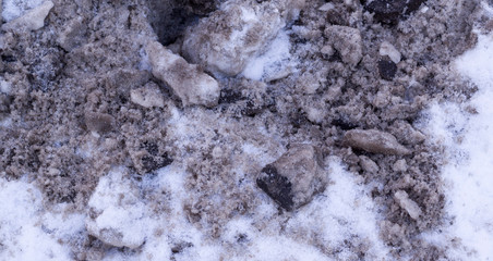 polluted city snow texture. urban, background.