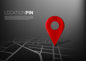 3D location pin marker on city road map. Concept for GPS navigation system infographic