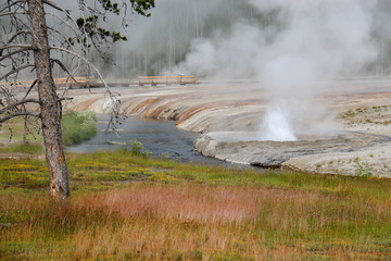Geyser Stained Landscape - Yellowstone National Park