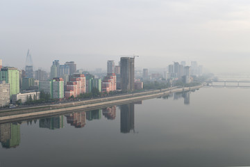 Naklejka premium Pyongyang, capital of the North Korea. DPRK
