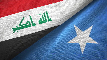 Iraq and Somalia two flags textile cloth, fabric texture