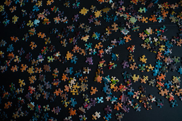 Colorful Jigsaw puzzle on black background