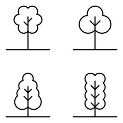 Tree Vector Line Icon Set