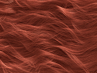 Red Color Hair Wave Texture - Volume Curls 3d Model Rendering Background Illustration
