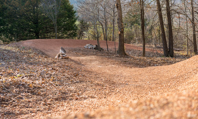 Mountain bike trails in the woods, dirt paths in Northwest Arkansas, famous attraction  area...