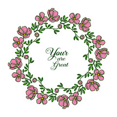 Vector illustration invitation card your are great with various pattern pink flower frame
