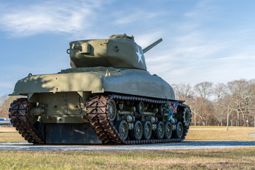 M4 Sherman Tank, WW2 army military tank on display, USA