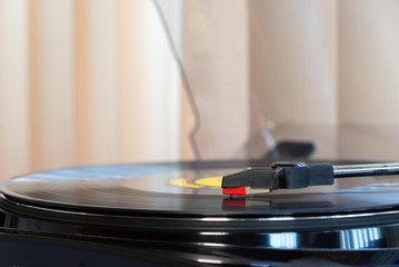 Turntable playing a vinyl