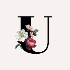 Floral letter U font