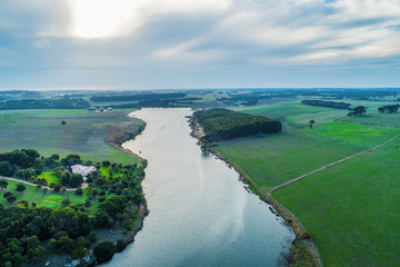 Aerial view of Hopkins River near Warrnambool, Australia