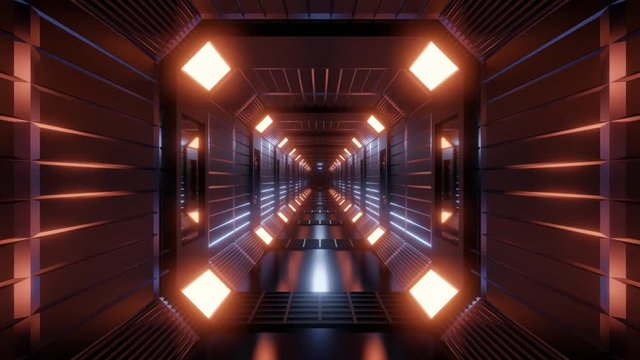 black space tunnel with color changing lights (vjloop) in 4k and 60fps