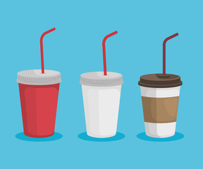 set of toxic plastic cups that ecology pollution