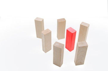 red wood stand among other brown wood for idea of business concept - 267014546