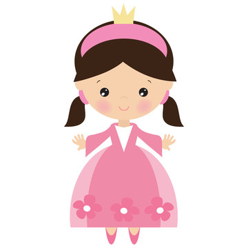 Cute princess vector cartoon illustration