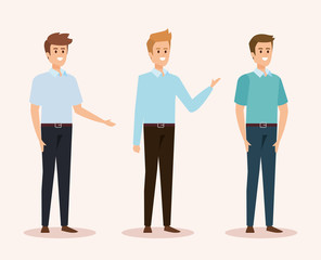 set of happy men with casual clothes and hairstyle