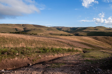 landscape with mountains and blue sky