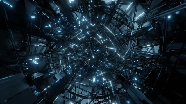 desctroyed abstract blue scifi tunnel loop (#vjloop) in 4k and 60fps