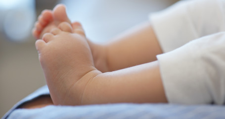 Lovely newborn baby legs