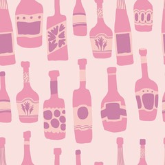 Seamless pattern background with bar bottles backdrop